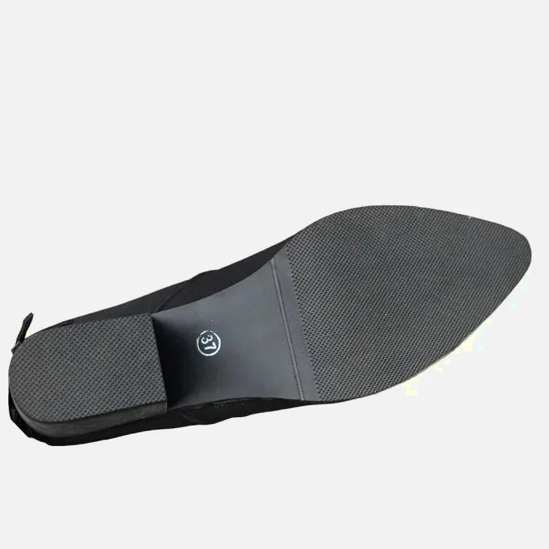 Santiags pour femme Yehaw Bella en noir, chaussures élégantes en cuir avec talon moyen, mode et confort.