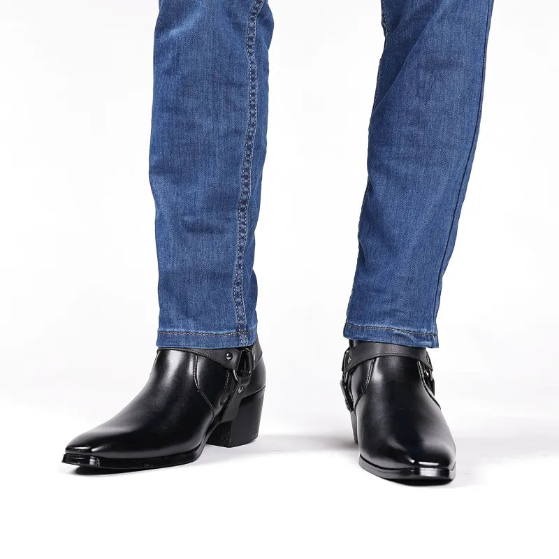 Chaussures MILO Botas vaqueras pour homme Yehaw MX en cuir noir, élégantes et robustes, adaptées pour un style décontracté.