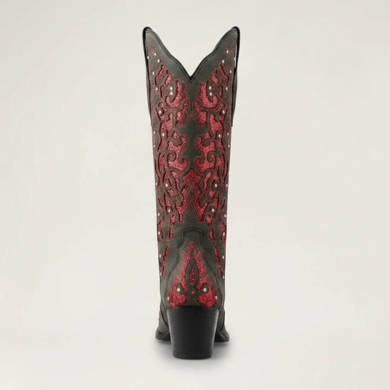 BERNARDA Santiag Pour Femme - Yehaw | Noir & Rouge