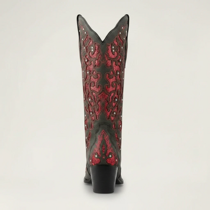 BERNARDA Santiag Pour Femme - Yehaw | Noir & Rouge