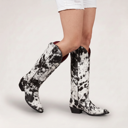 VACHE Santiag Pour Femme - Yehaw | Noir & Blanc