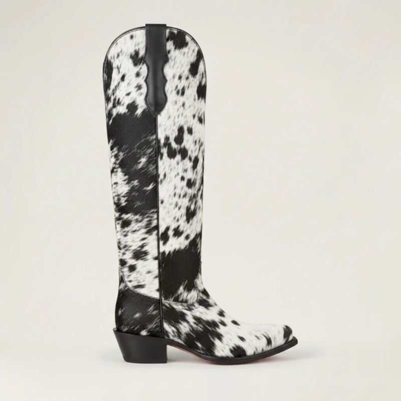 VACHE Santiag Pour Femme - Yehaw | Noir & Blanc