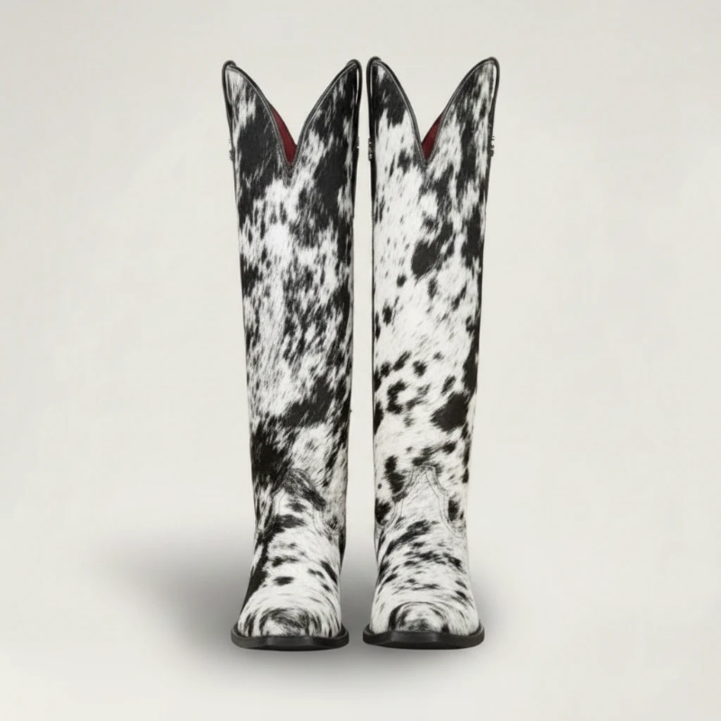 VACHE Santiag Pour Femme - Yehaw | Noir & Blanc