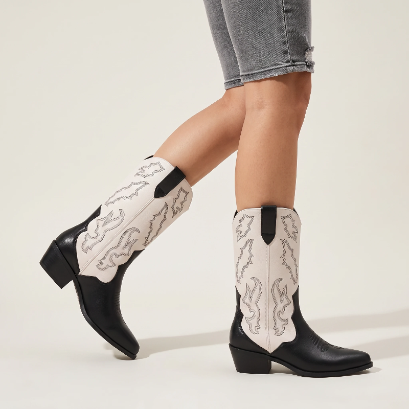 DANIELA Santiag Pour Femme - Yehaw | Noir & Blanc