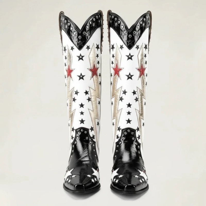 AMANDA Santiag Pour Femme - Yehaw | Noir & Blanc
