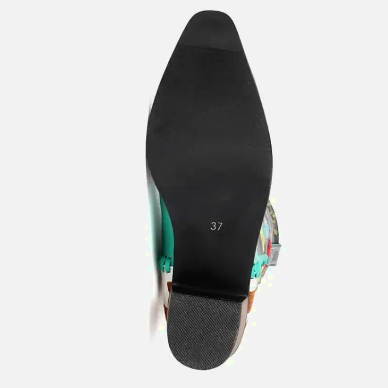Chaussures santiags pour femme Yehaw Adelaide en multicolore, avec détails colorés et style élégant.