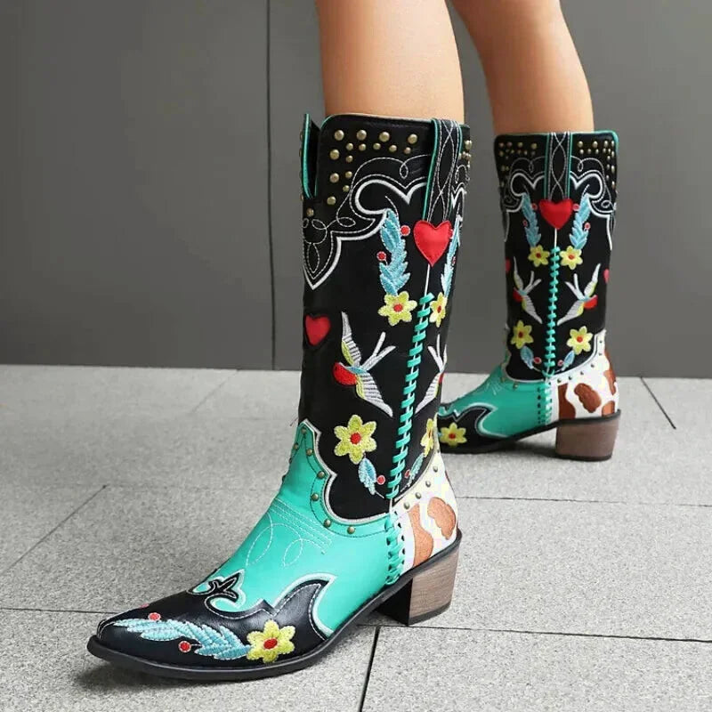 Bottes santiag pour femme Yehaw Adelaide en multicolore, design élégant et coloré, chaussure tendance et confortable.