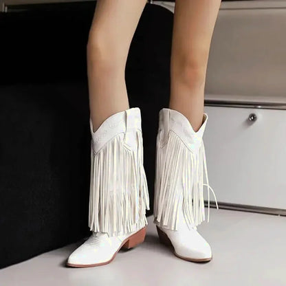 Sandales pour femme ALEJANDRA Santiag Yehaw blanches avec talon, en cuir, élégantes et confortables.