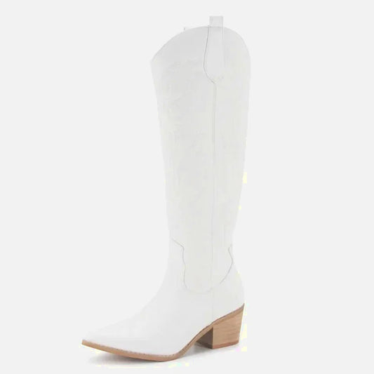 Santiags pour femme Yehaw Alicia en blanc, chaussures en cuir avec détails stylés, pointure 35, mode élégante et tendance.