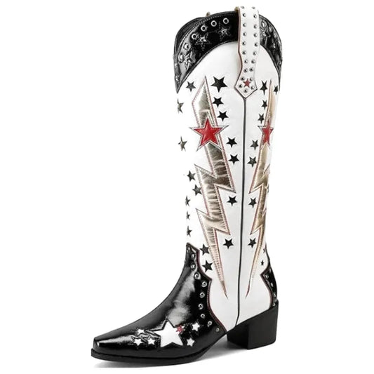 Botas vaqueras blancas para mujer Amanda de la marca Yehaw MX, con diseño estilo cowboy y detalles en cuero.