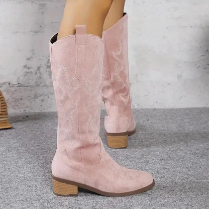 Chaussures santiags pour femme Yehaw Antonia en rose, style élégant avec détails de conception visibles.