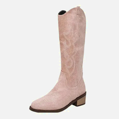 Chaussures santiags pour femme Yehaw Antonia en rose, style élégant avec détails en cuir, taille 36.