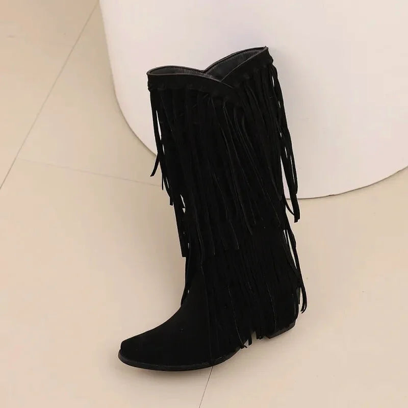 Chaussures femme ARACELI Santiag Yehaw noires, style élégant avec talon moyen, en cuir noir, pour un look tendance et sophistiqué.