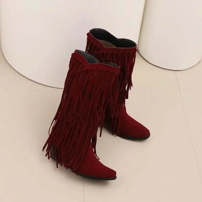 Sandales Santiag pour femme Yehaw Araceli en rouge avec semelle en cuir, style élégant et décontracté.