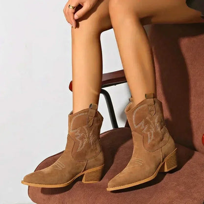 Santiags pour femme Yehaw Aurore en marron, chaussures en cuir avec détails élégants, pointure 36,5.