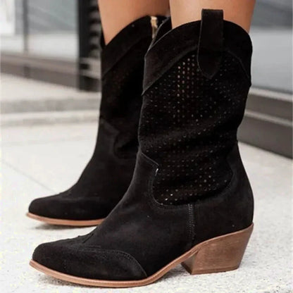 Chaussures femme Yehaw Barb Santiag noires avec détails en cuir, visibles en image, taille 35, style élégant et tendance.