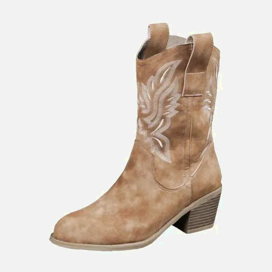 Santiags pour femme Yehaw Barbara en cuir marron, chaussures élégantes avec détails modernes, pointure 36.