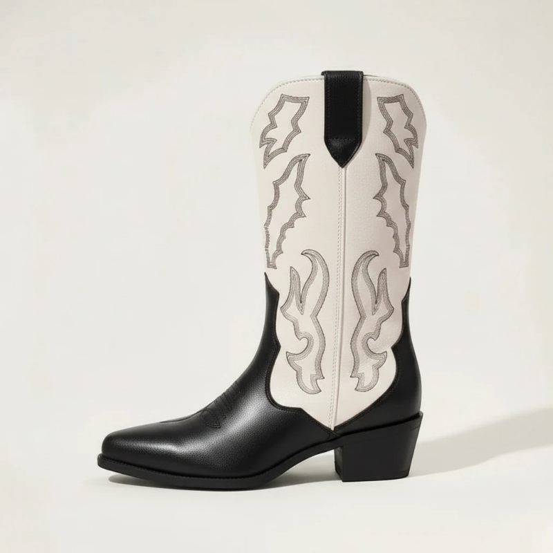 DANIELA Santiag Pour Femme - Yehaw | Noir & Blanc