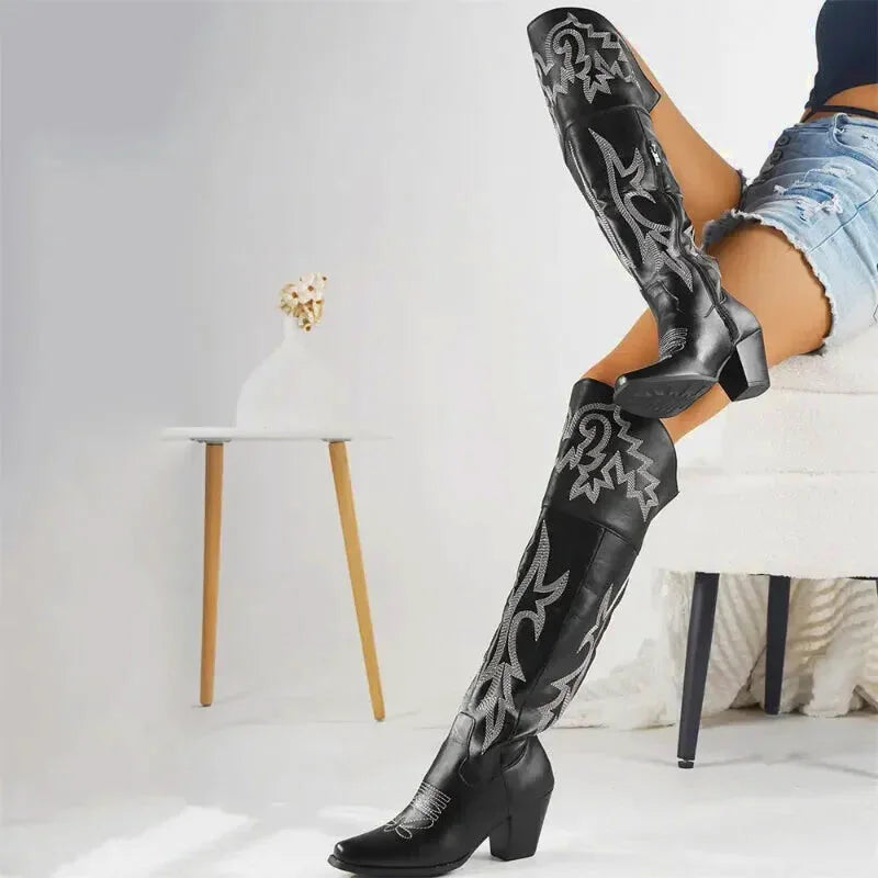 Chaussures femmes Beatrice Santiag Yehaw noires, style élégant avec semelle en cuir et design moderne, taille 36,5.