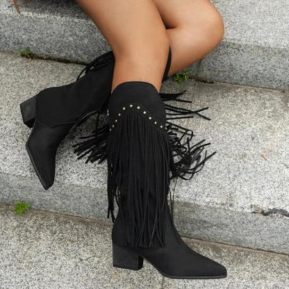 Chaussures santiags pour femme Yehaw Bella en cuir noir, style élégant et tendance, pointure 36,5.