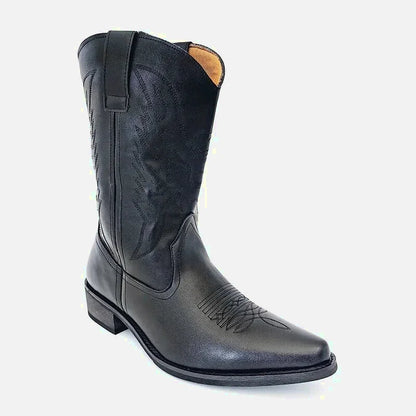 Chaussures santiags pour homme Yehaw noir, en cuir, avec détails traditionnels, taille 38,5, style robuste et élégant.