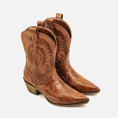 Bottines femme Camila Santiag Yehaw marron avec talon et détails en cuir, chaussure élégante pour femmes.