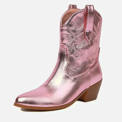 Chaussures santiag pour femme Carla Yehaw en rose, avec design élégant et détails soignés, taille 35.