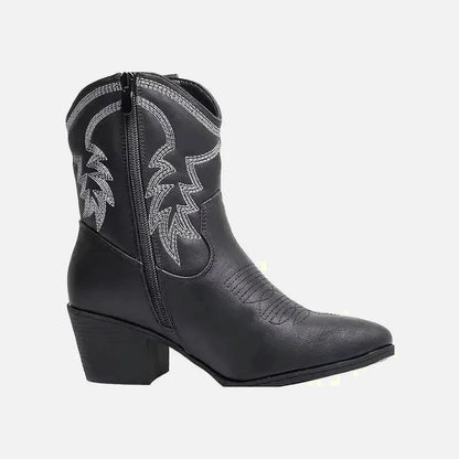 Chaussures santiags pour femme Yehaw Carmela en cuir noir, style élégant et confortable, pointure 36.