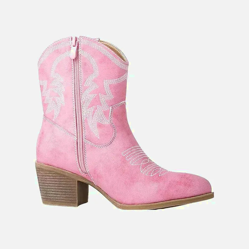Chaussures santiags pour femme CARMELA Yehaw de couleur rose, en cuir, avec détails élégants, pointure 36.