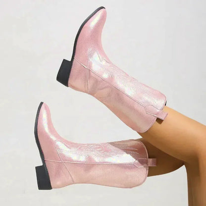 Santiags pour femme Yehaw Catalina Rose en cuir rose avec détails élégants, parfaits pour un style tendance et féminin.
