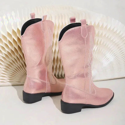 Chaussures Santiag pour femme Yehaw Catalina en rose, avec design élégant et détails en cuir, taille 36.