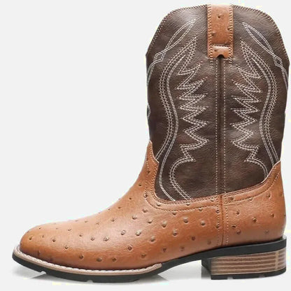 Chaussures charro pour homme Yehaw Marron, santiags en cuir avec détails traditionnels, pointure 39, vue de face.