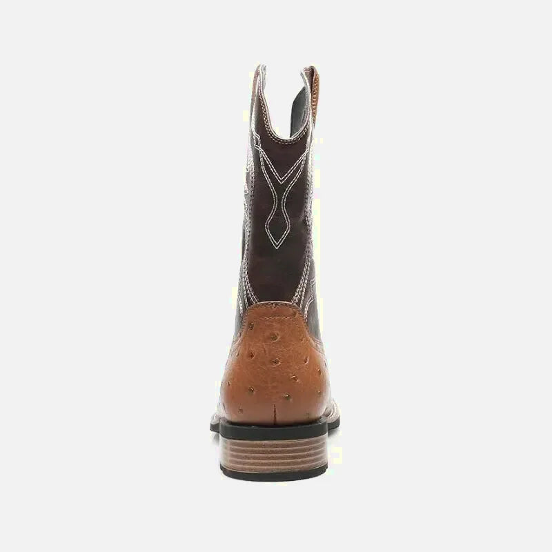 Chaussures charro pour homme Yehaw, santiags marron en cuir avec détails traditionnels, pointure 39.