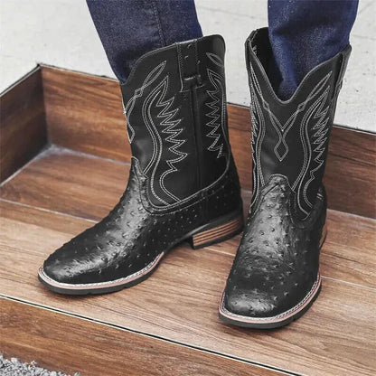 Chaussures charro pour homme Yehaw, santiags noires en cuir avec détails traditionnels, pointure 39, élégantes et authentiques.