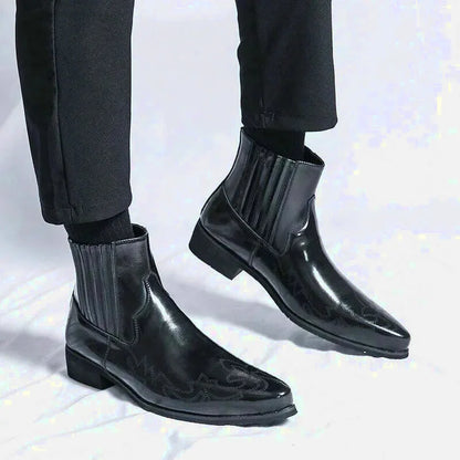 Chaussures santiag pour homme Yehaw noir, style robuste avec détails en cuir, pointure 38, mode décontractée et tendance