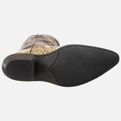 Chaussures Santiag pour homme Yehaw en cuir marron, style classique et détails élégants, vue de face.