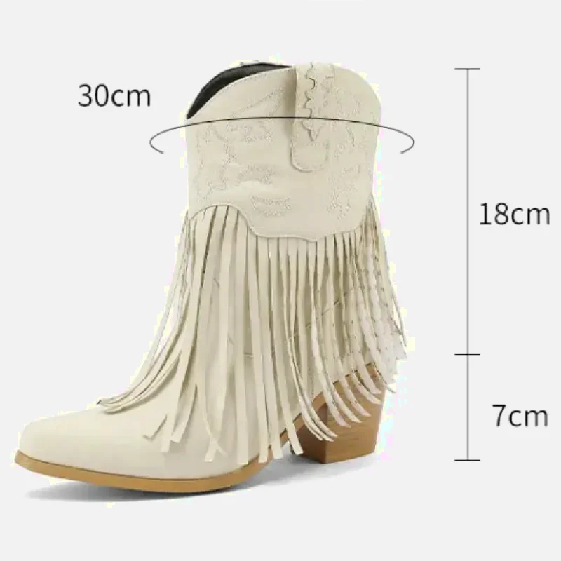 Chaussures Santiag pour femme Yehaw Dalia en beige, élégantes et confortables, avec des détails en cuir.