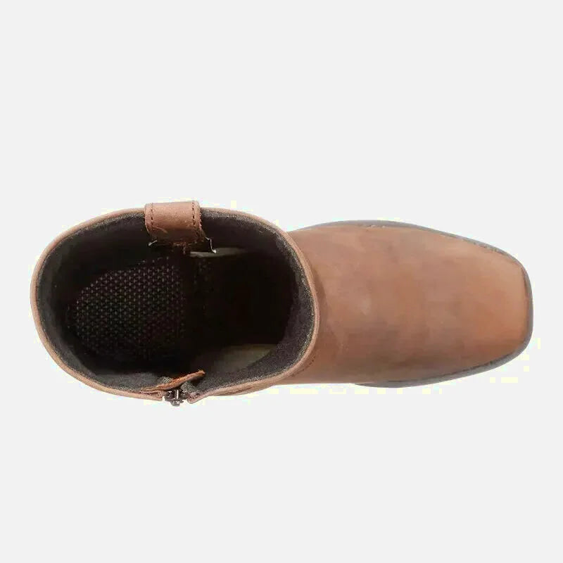 Chaussures santiag pour homme Yehaw Denver en marron, vue de côté, en cuir avec détails élégants et semelle solide.