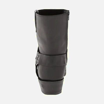 Chaussures santiags pour homme Yehaw Denver en cuir noir, modèle élégant et robuste, vue de face.