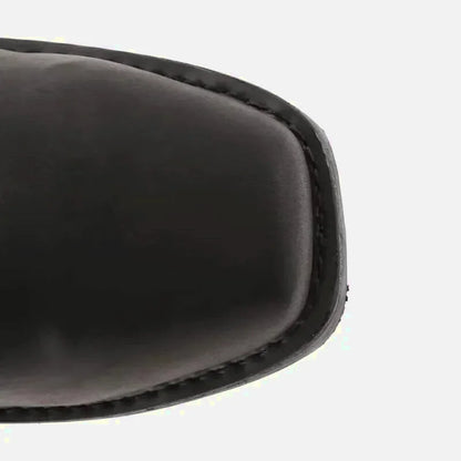 Bottes santiags pour homme Yehaw Denver en cuir noir, élégantes et modernes, avec détails en cuir et semelle robuste.
