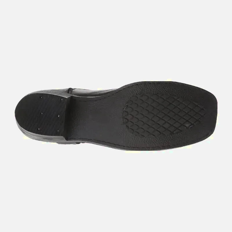 Chaussures santiags pour homme Yehaw Denver en noir, mocassin en cuir avec détails de style western.