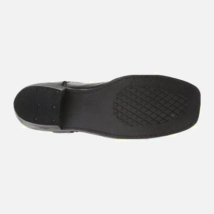 Chaussures santiags pour homme Yehaw Denver en noir, mocassin en cuir avec détails de style western.