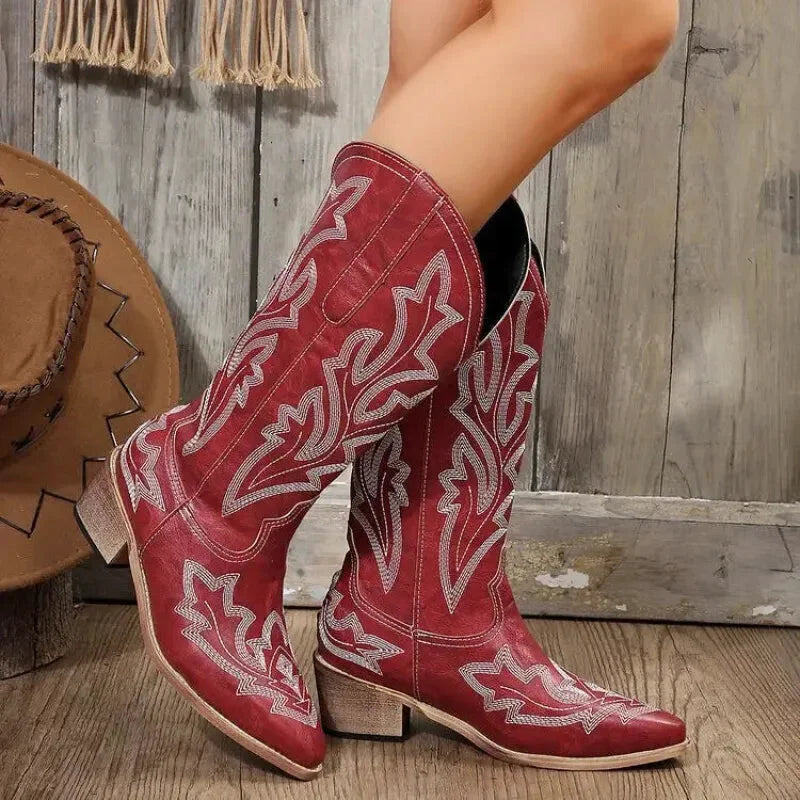 Chaussures Fanny Santiag pour femme Yehaw de couleur rouge, avec design élégant et semelle robuste, taille 36.5