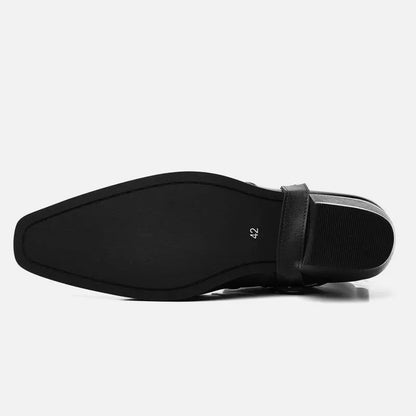 Chaussures santiag pour homme Yehaw George Santiag en cuir noir, semelle en caoutchouc, style élégant et moderne.