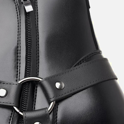 Chaussures George Santiag pour homme Yehaw en noir, élégantes avec détails en cuir, semelle robuste et style classique.