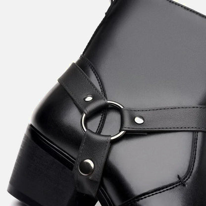 Chaussures santiag pour homme GEORGE de la marque Yehaw, en cuir noir, taille 38,5, style élégant et moderne.