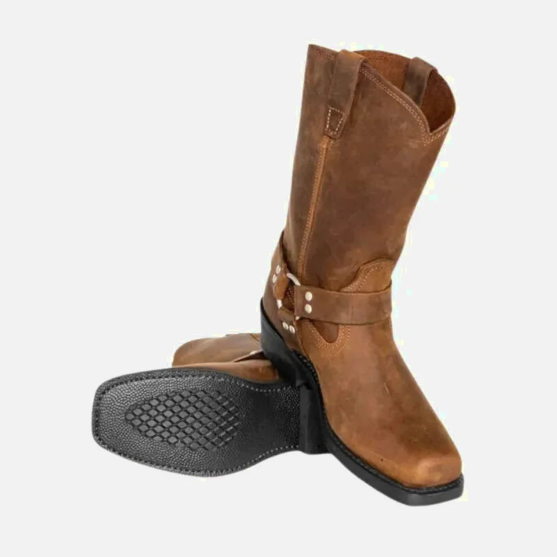 Chaussures santiags pour homme Yehaw Ghost Santiag en marron, détails en cuir et design élégant visible sur l'image.