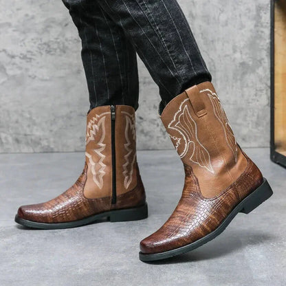 Santiags pour homme Yehaw Hector en marron, détail en cuir avec semelle robuste, style élégant et décontracté.