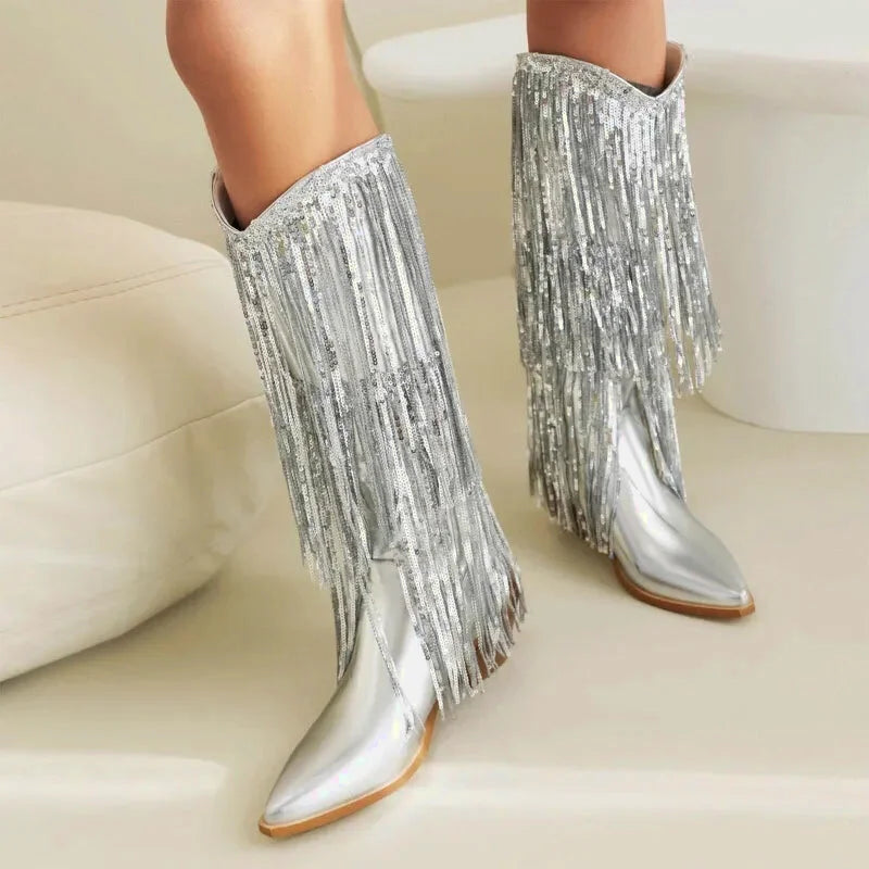 Sandales pour femme HELENE Santiag Yehaw en argent, avec semelle en cuir et design élégant, parfaites pour l'été.