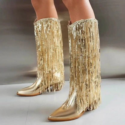 Sandales pour femme HELENE Santiag Yehaw en or, avec design élégant et détails sophistiqués, parfaites pour un style chic.